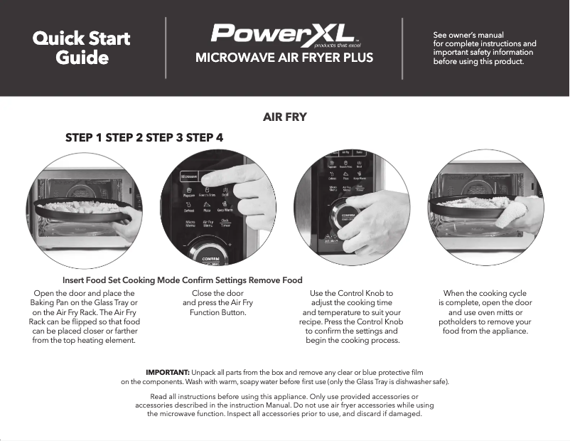 Página 1 del manual Guía de inicio rápido PowerXL Microwave Air Fryer Plus BDK02