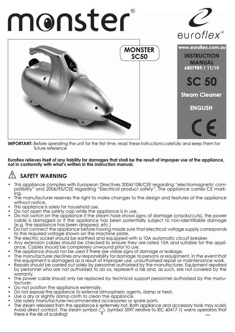 Página 1 del manual Manual de usuario Euroflex Monster SC50