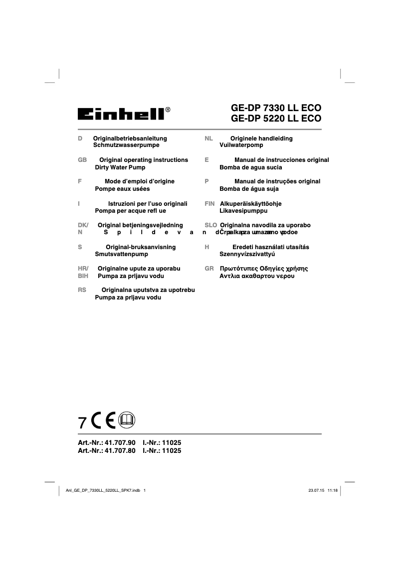 Imagen de la primera página del manual del dispositivo GE-DP 7330 LL ECO