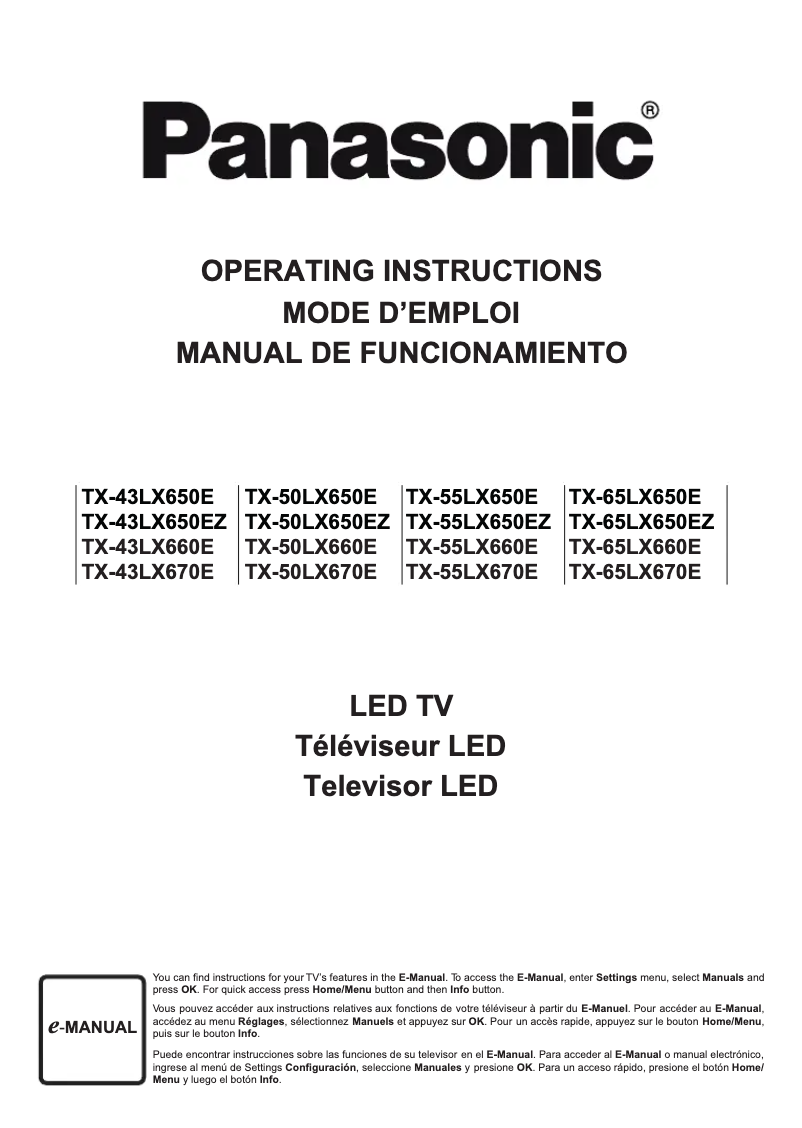 Imagen de la primera página del manual del dispositivo TX-65LX650EZ