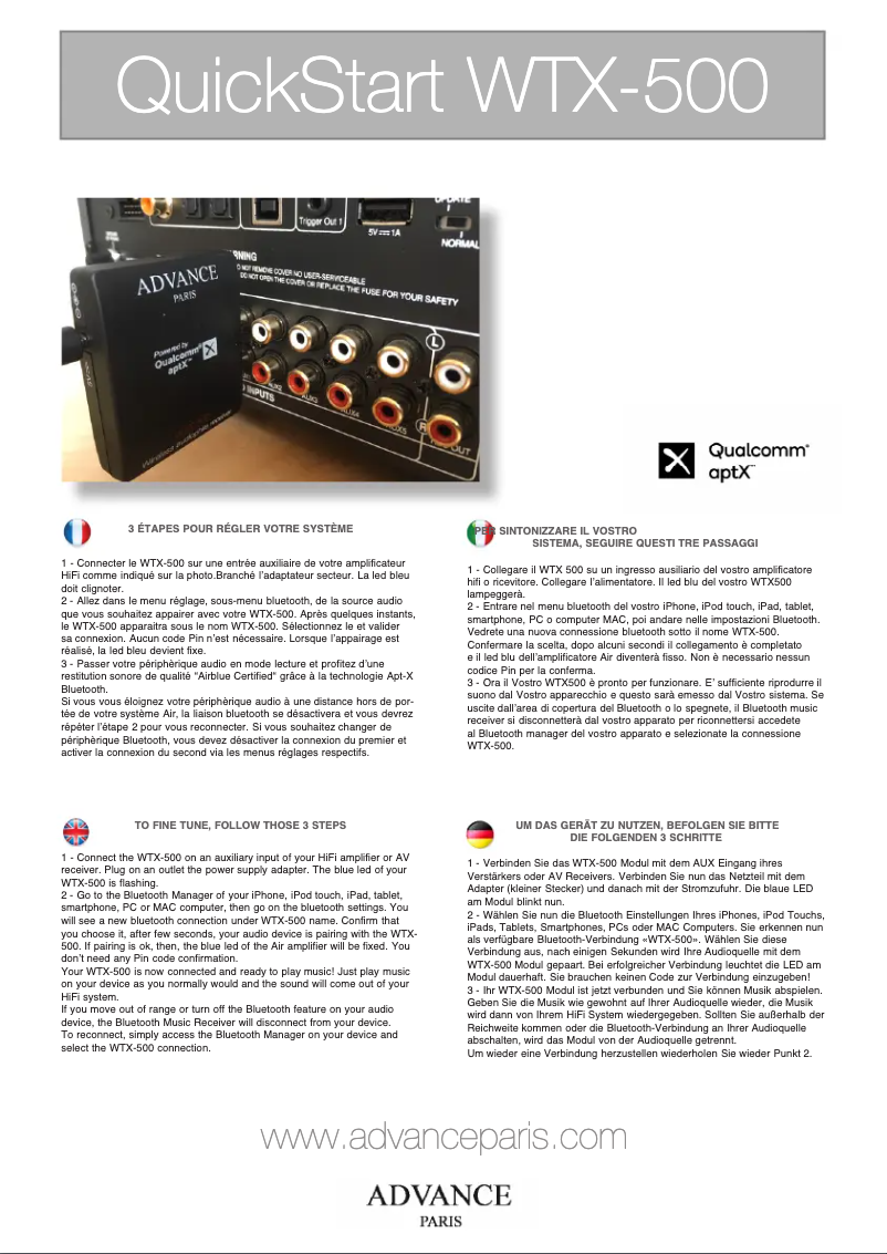 Imagen de la primera página del manual del dispositivo WTX-500