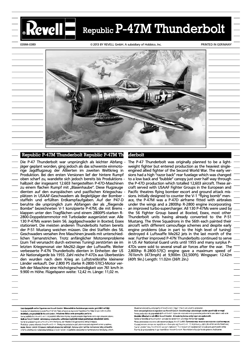 Página 1 del manual Manual de usuario Revell P-47 M Thunderbolt