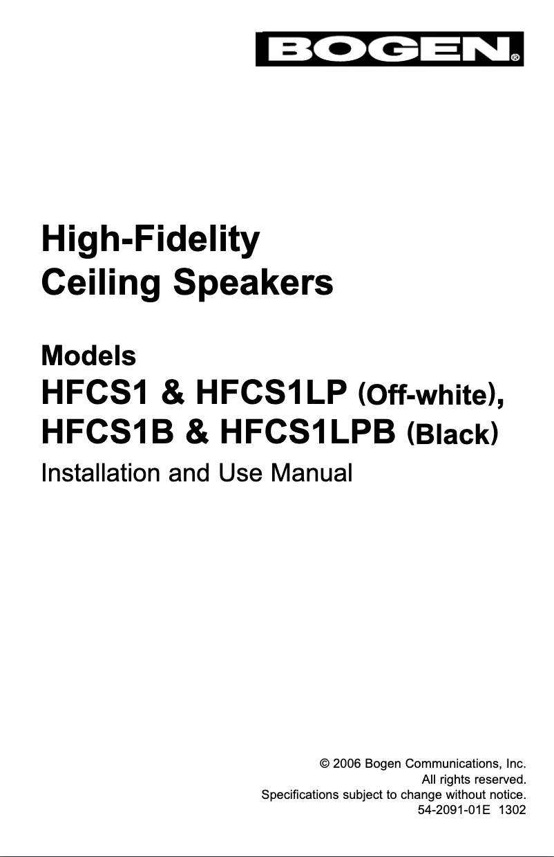 Imagen de la primera página del manual del dispositivo HFCS1LP