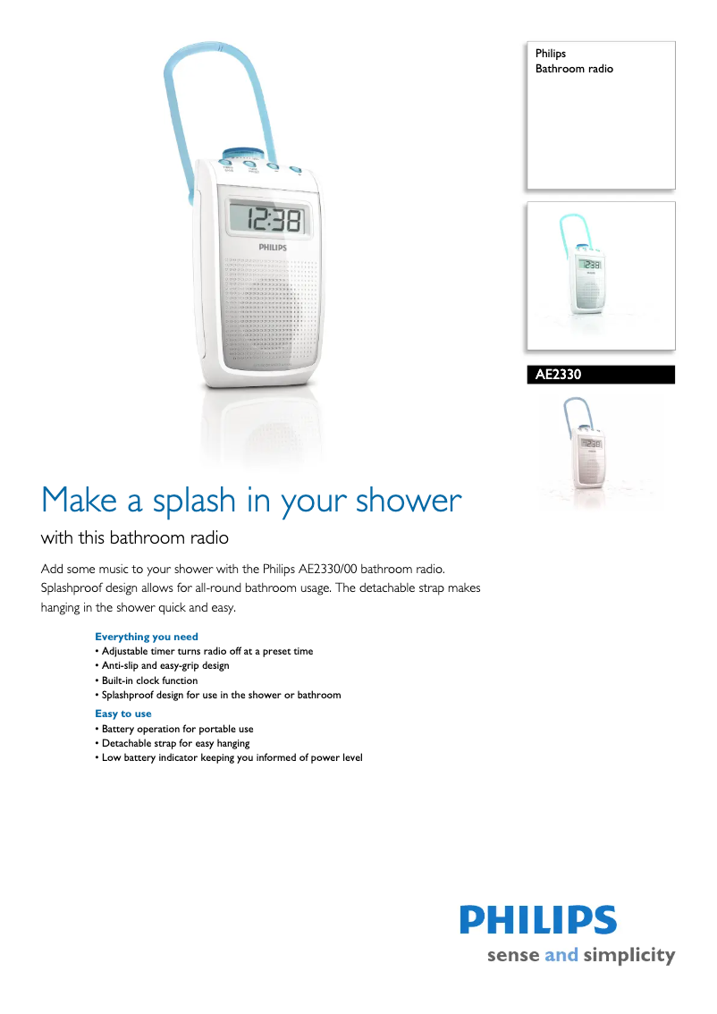 Página 1 del manual Ficha técnica Philips AE2330