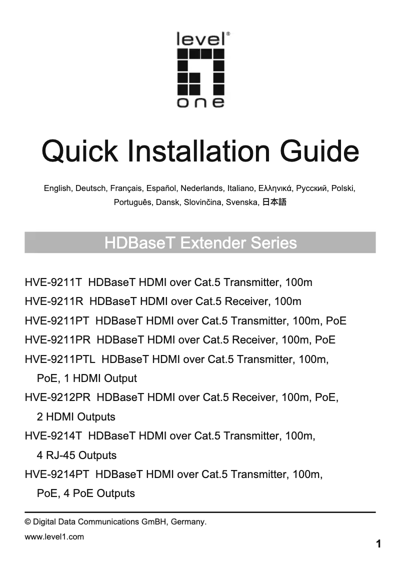 Página nº 1 - Manual de usuario LevelOne HVE-9200P
