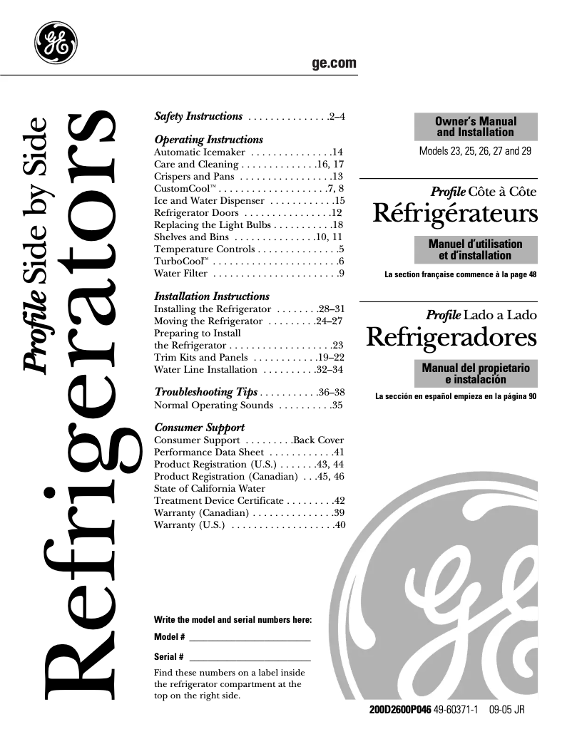 Imagen de la primera página del manual del dispositivo PSI23SGPBS