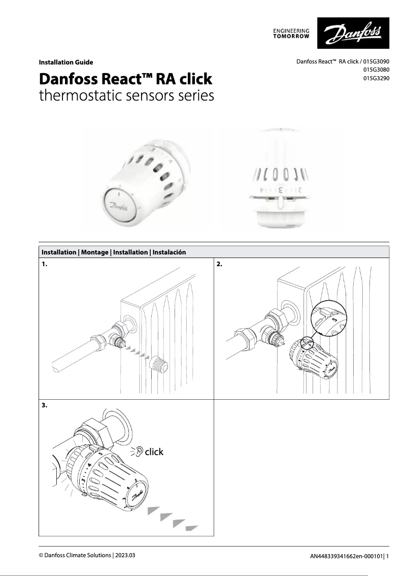 Página 1 del manual Manual de usuario Danfoss React RA click