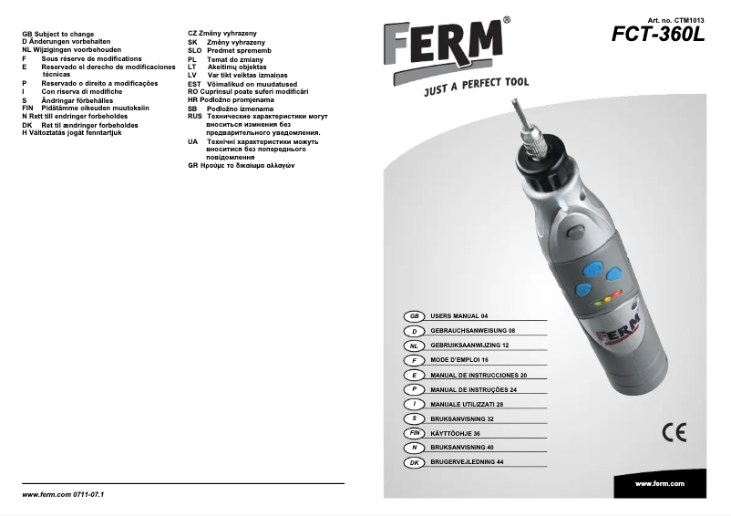 Página nº 1 - Manual de usuario Ferm FCT-360L