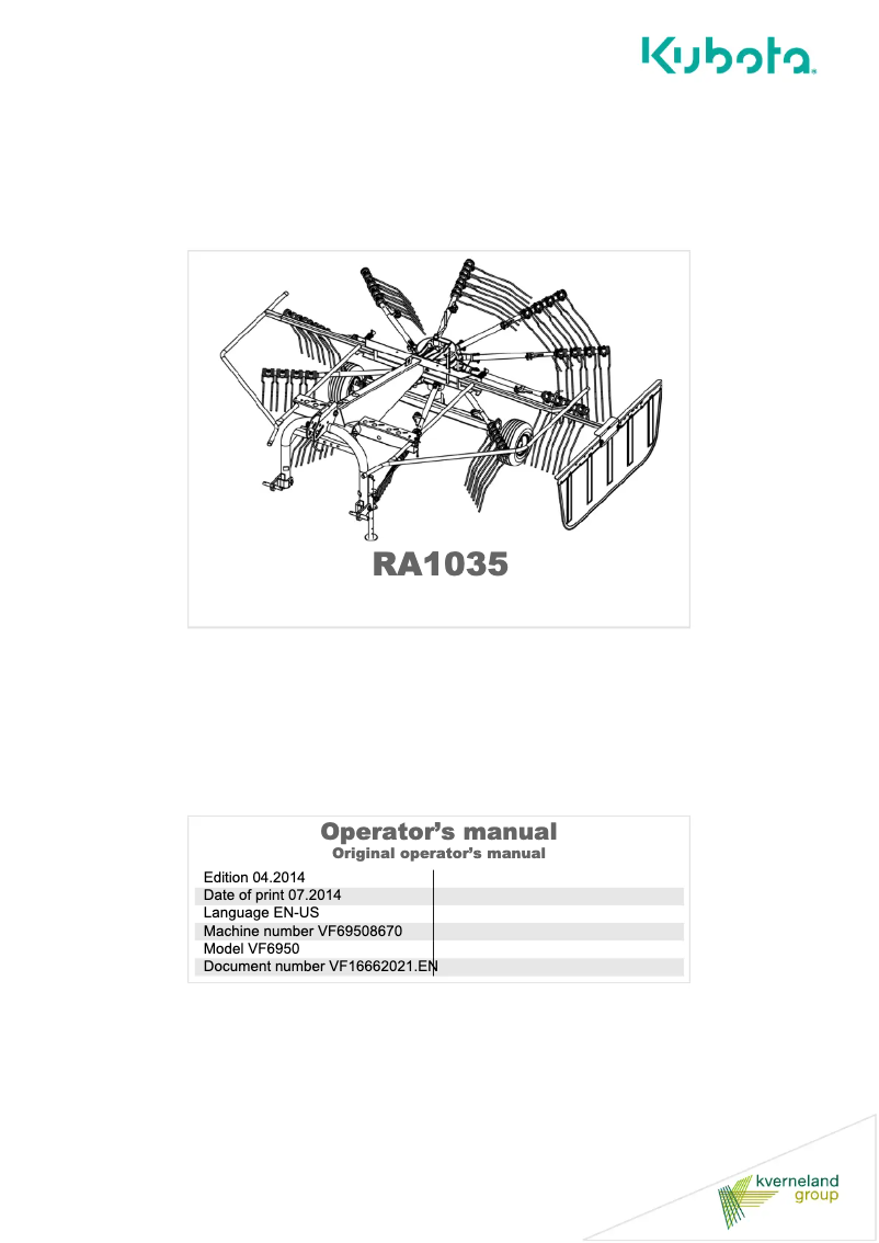 Imagen de la primera página del manual del dispositivo RA1035