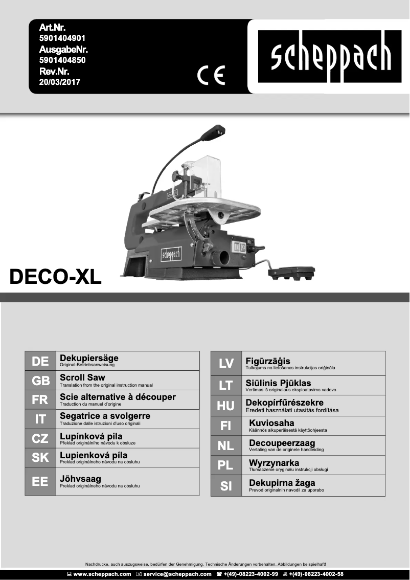Imagen de la primera página del manual del dispositivo DECO-XL