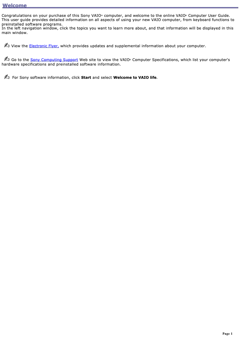 Página 1 del manual Manual de usuario Sony Vaio VGN-FS570