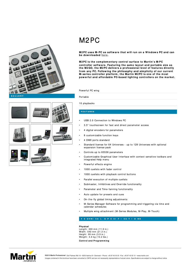Página 1 del manual Ficha técnica Martin M2PC