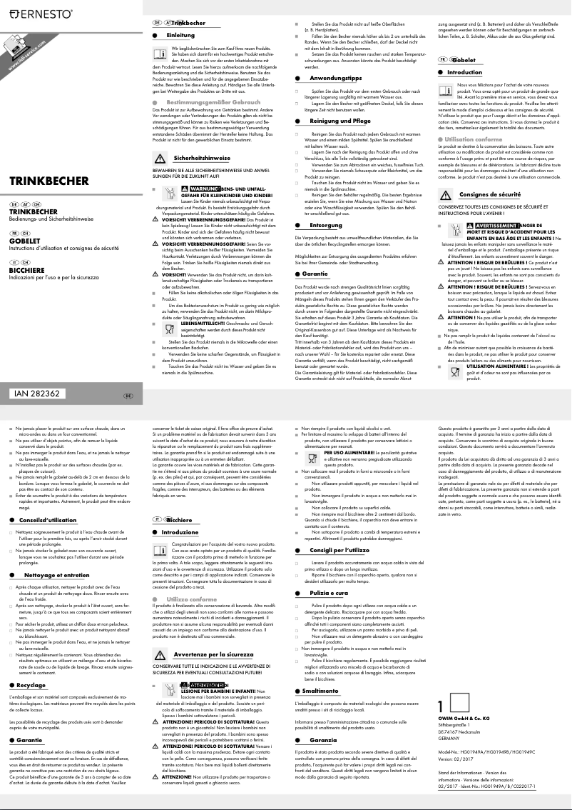 Imagen de la primera página del manual del dispositivo HG01949A