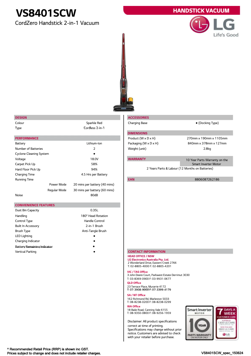 Imagen de la primera página del manual del dispositivo VS8401SCW
