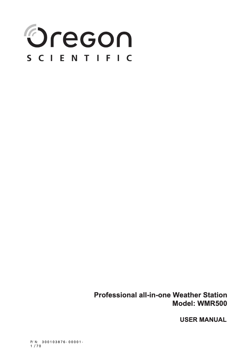 Página 1 del manual Manual de usuario Oregon Scientific WMR 500