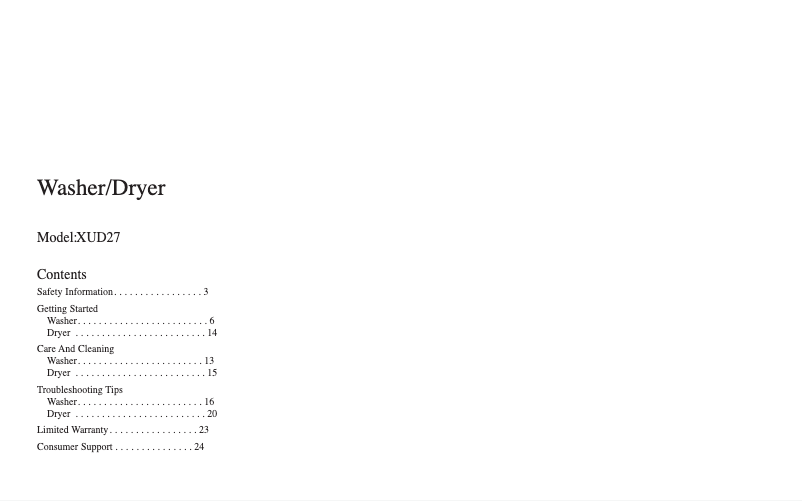 Imagen de la primera página del manual del dispositivo XUD27