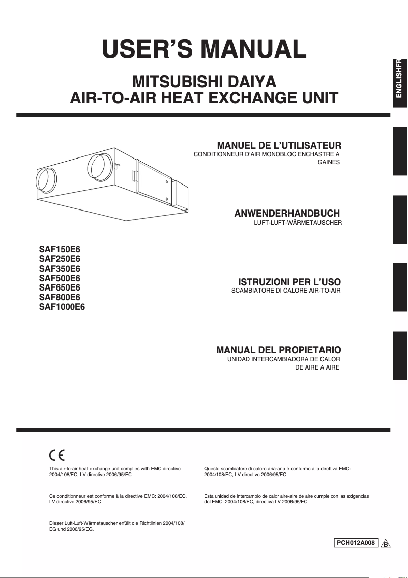 Imagen de la primera página del manual del dispositivo SAF800E6