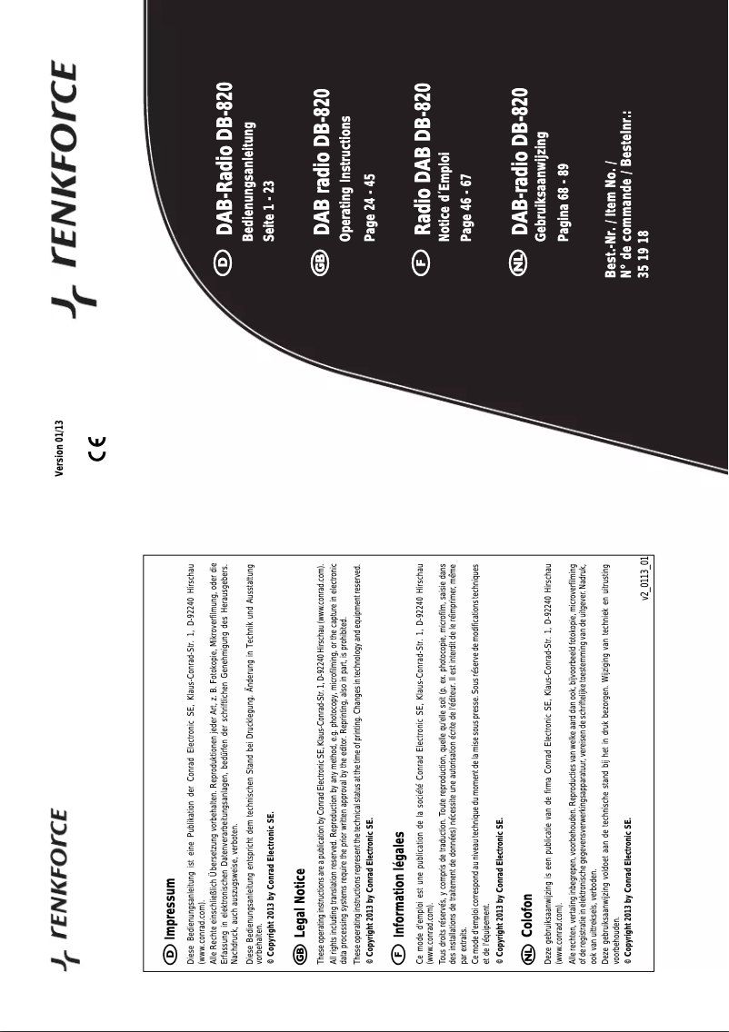 Imagen de la primera página del manual del dispositivo DB-820