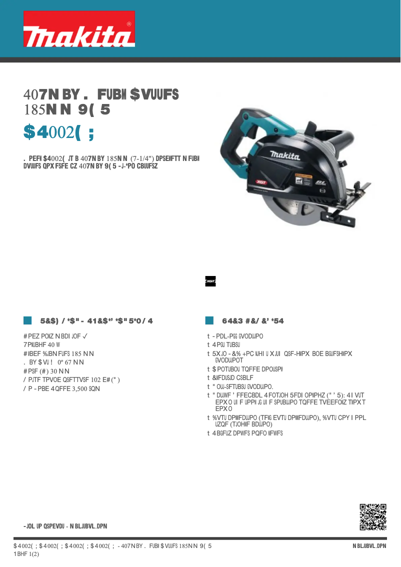 Página 1 del manual Ficha técnica Makita CS002G