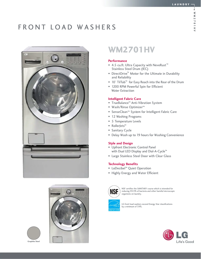 Página 1 del manual Ficha técnica LG WM2701HV