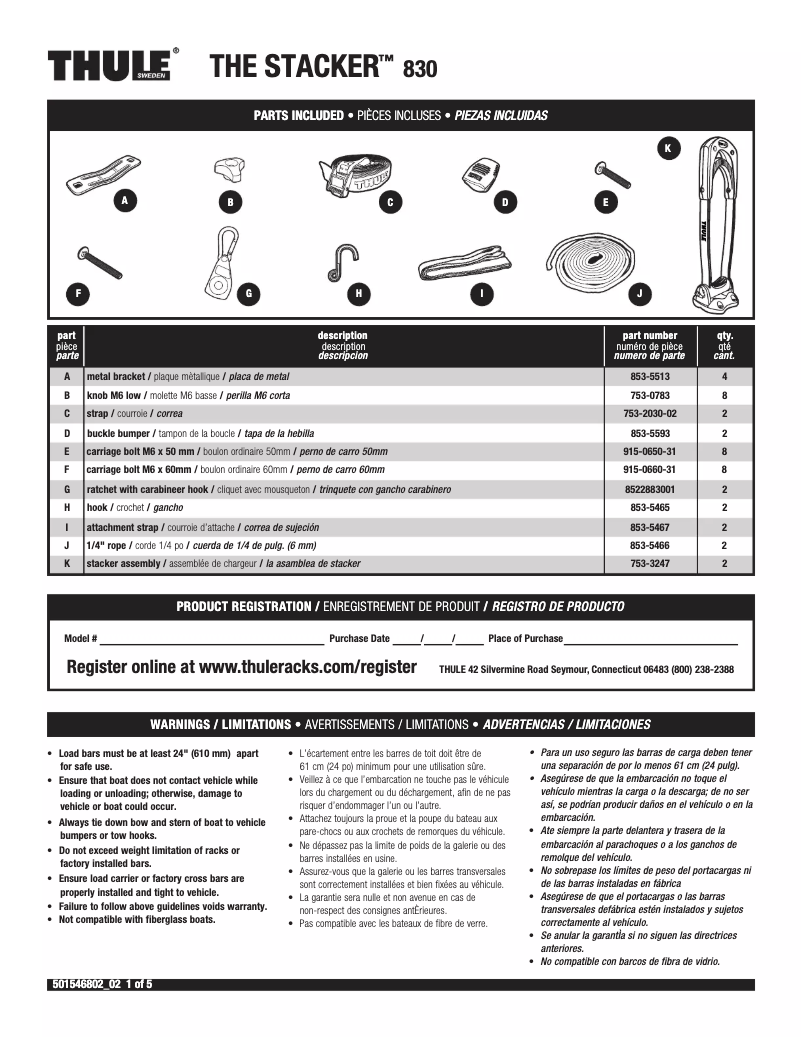 Página 1 del manual Manual de usuario Thule Stacker 830