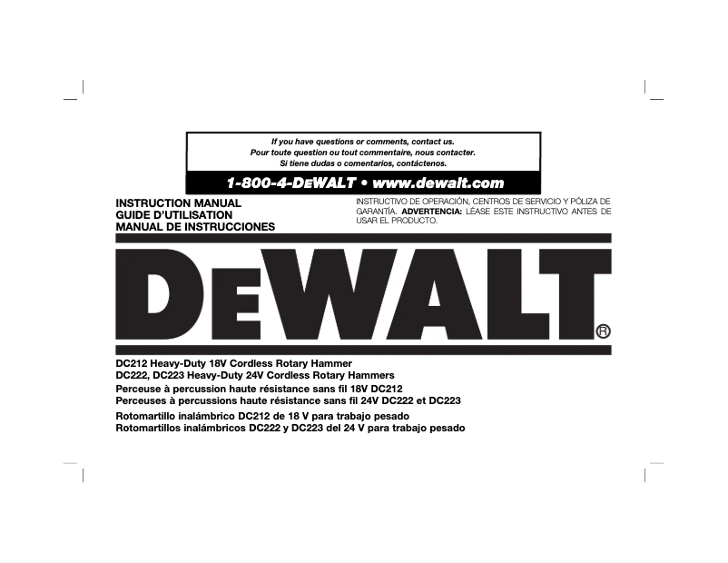 Página 1 del manual Manual de usuario DeWalt DC222