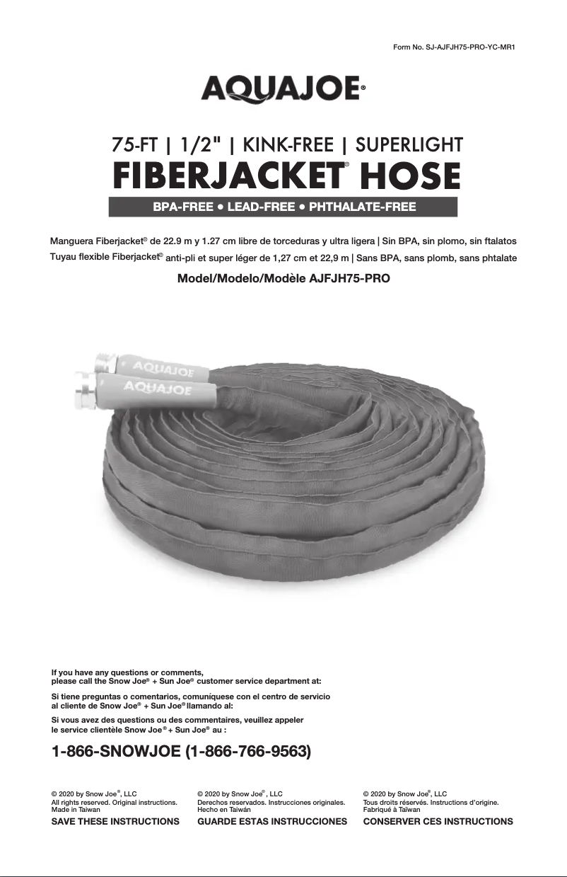 Página nº 1 - Manual de usuario Aqua Joe AJFJH75-PRO