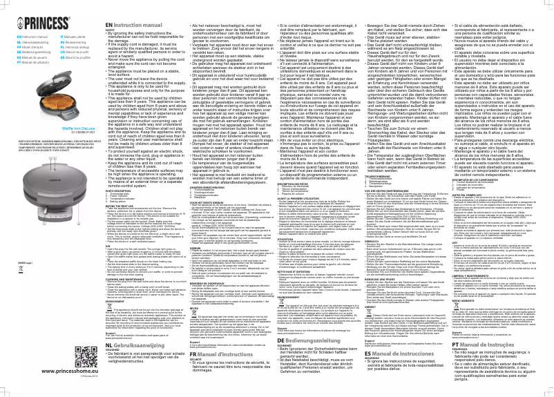 Página nº 1 - Manual de usuario Princess Waffle Iron Deluxe 132380