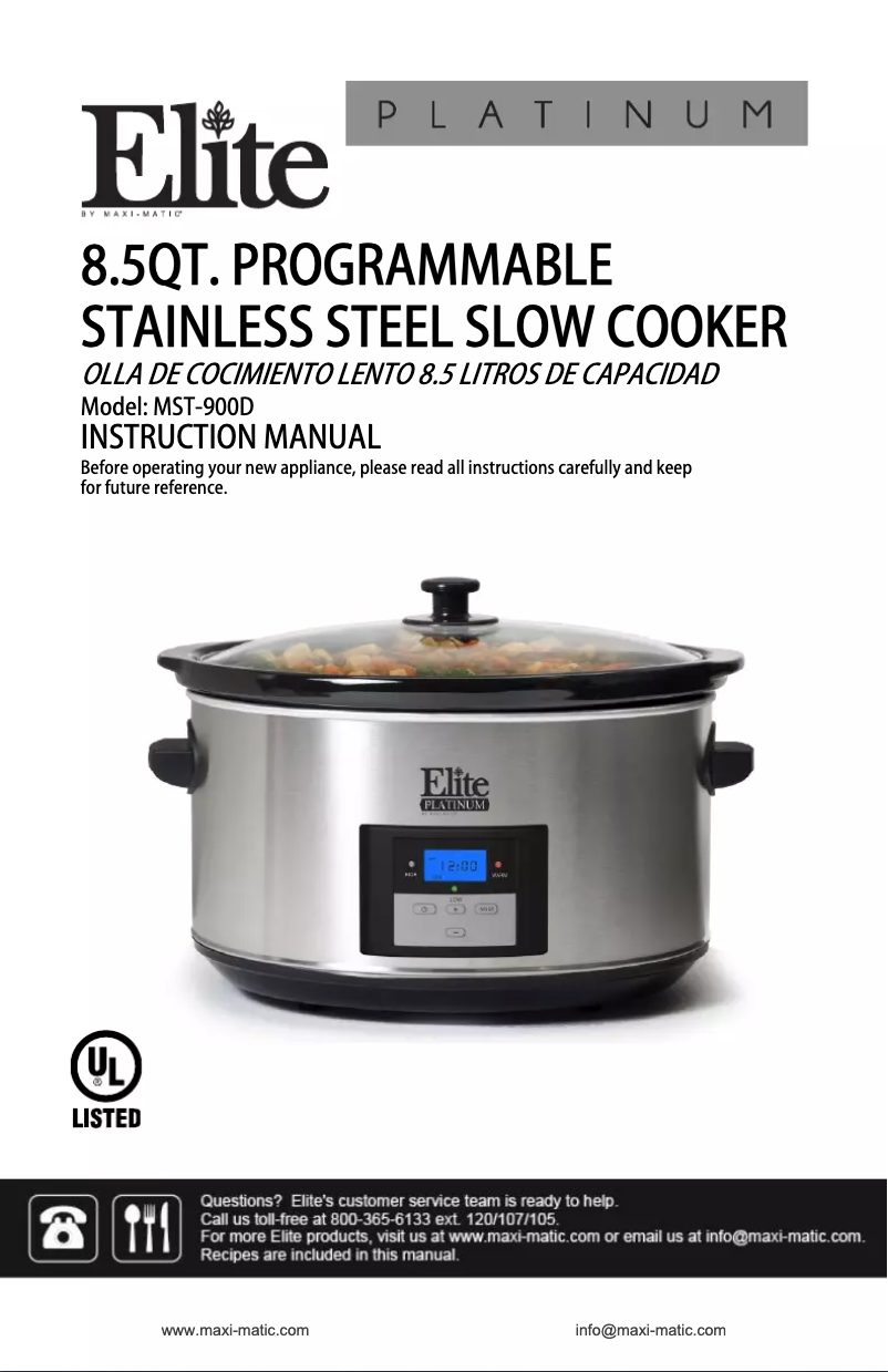 Página 1 del manual Manual de usuario Elite Platinum MST-900D
