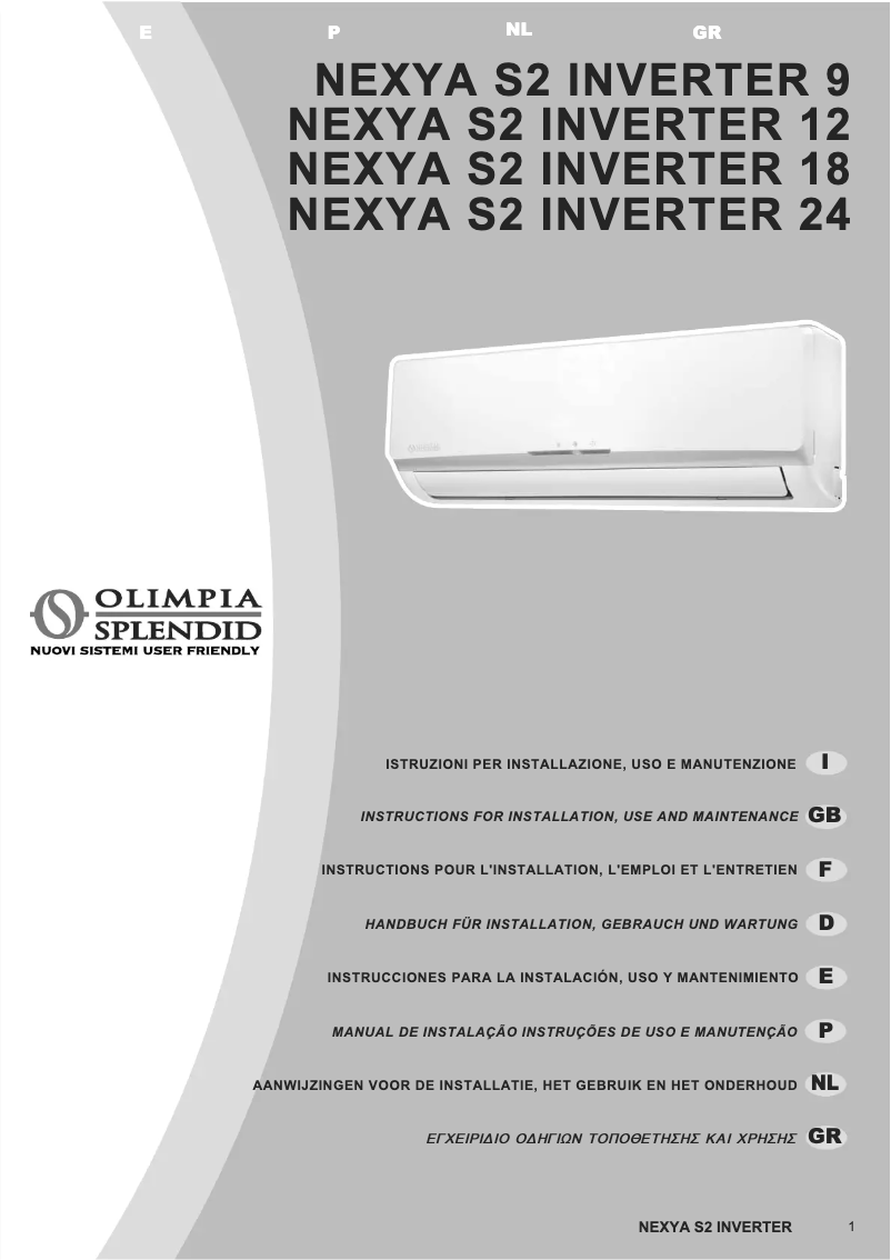 Página 1 del manual Manual de usuario Olimpia Splendid Nexya S2 Inverter