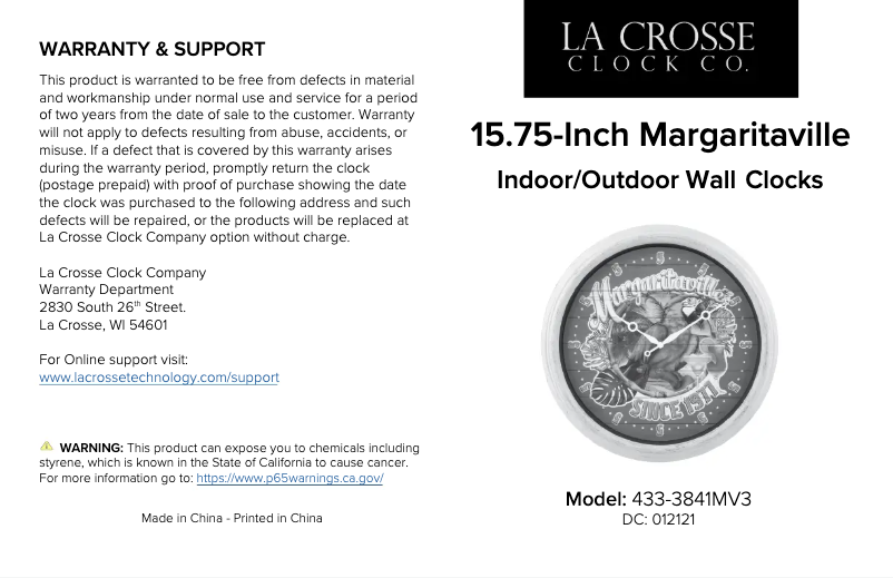 Página 1 del manual Manual de usuario La Crosse Technology 433-3841MV3