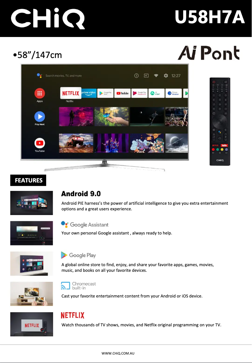 Imagen de la primera página del manual del dispositivo U58H7A