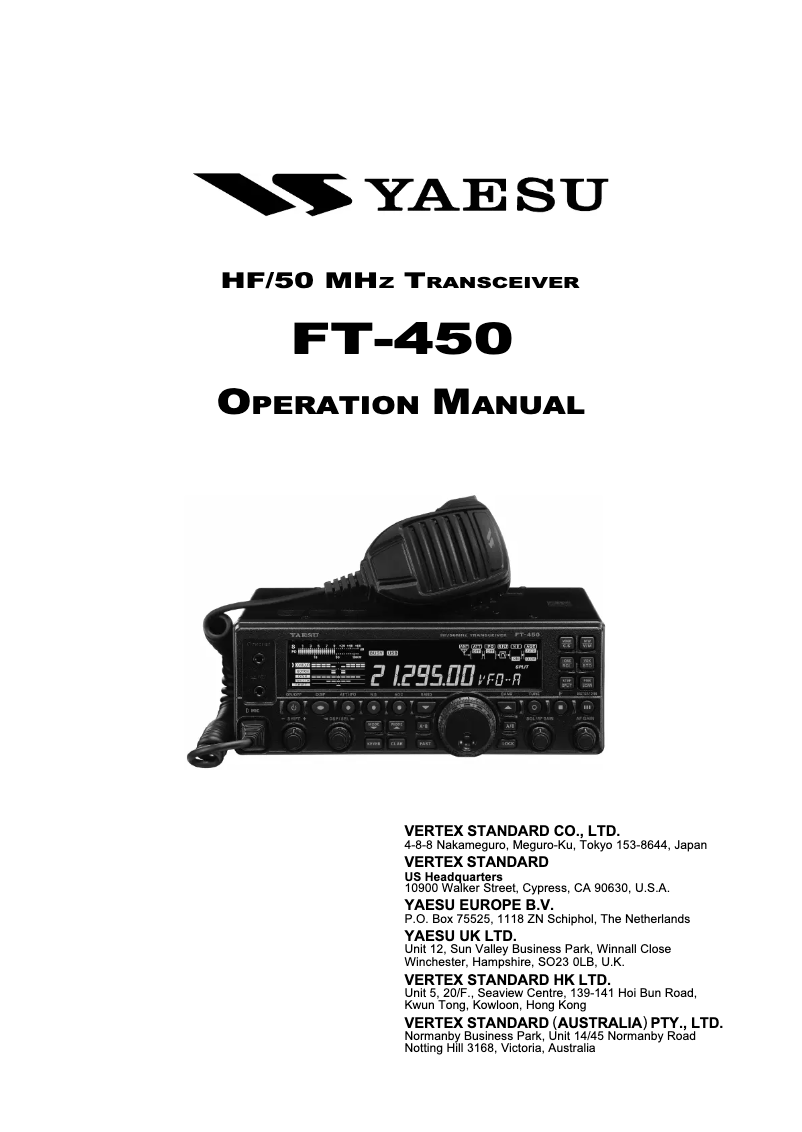 Página nº 1 - Manual de usuario Yaesu FT-450