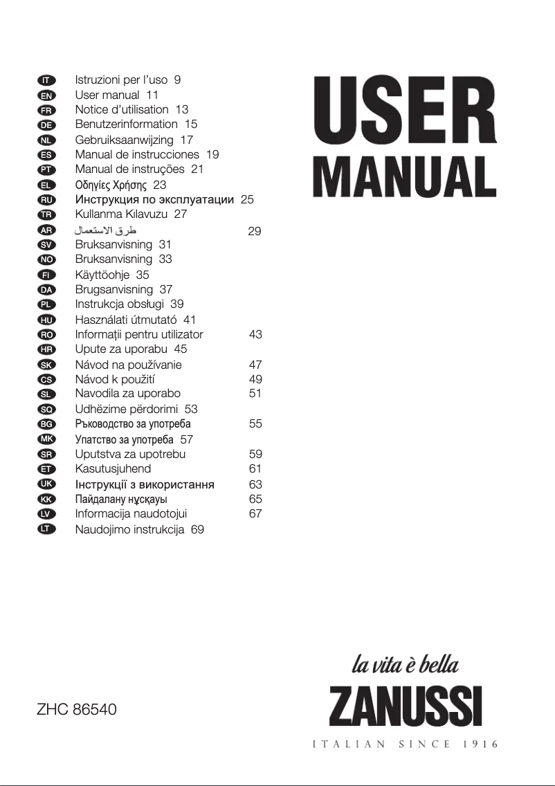 Página 1 del manual Manual de usuario Zanussi ZHC86540XA