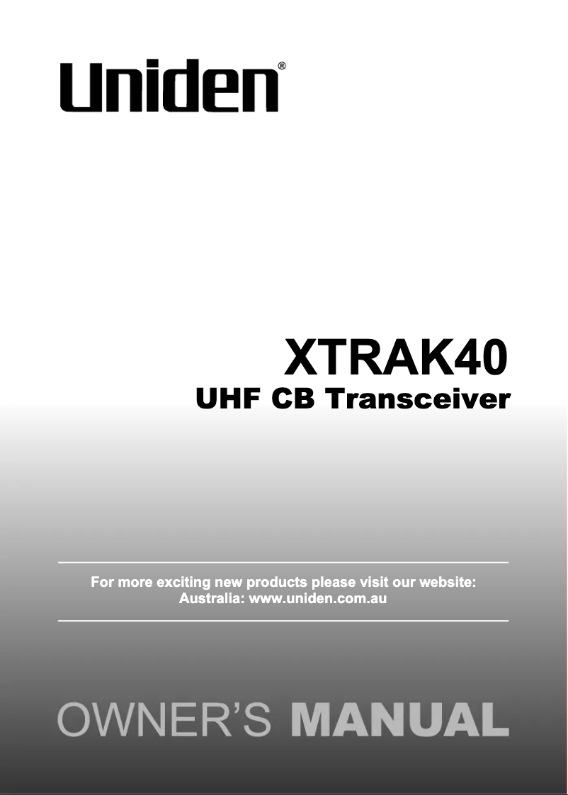 Página 1 del manual Manual de usuario Uniden XTRAK 40