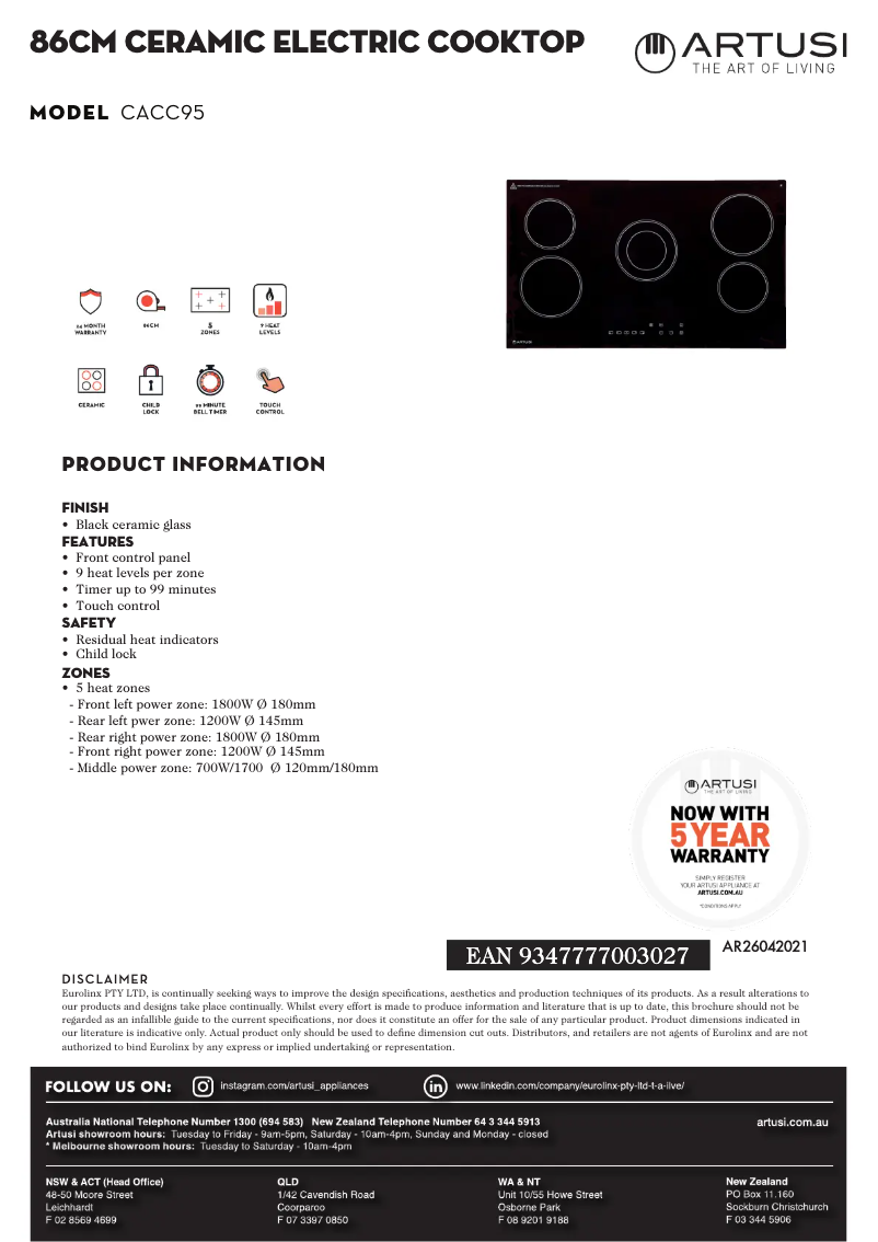 Imagen de la primera página del manual del dispositivo CACC95