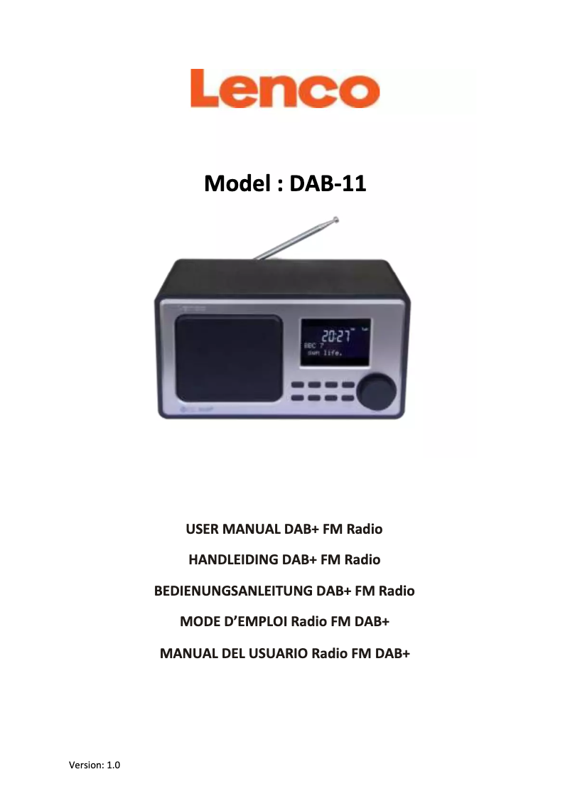 Imagen de la primera página del manual del dispositivo DAB-11