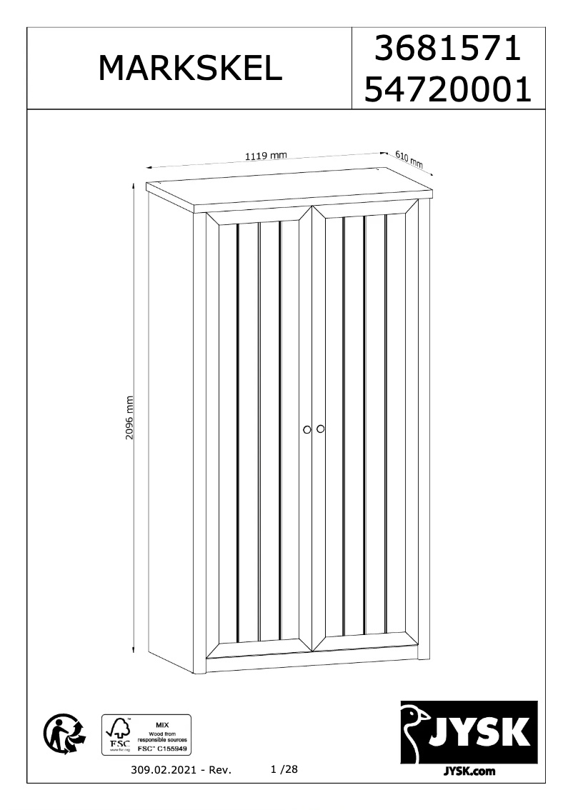 Página nº 1 - Manual de usuario JYSK MARKSKEL 112x210
