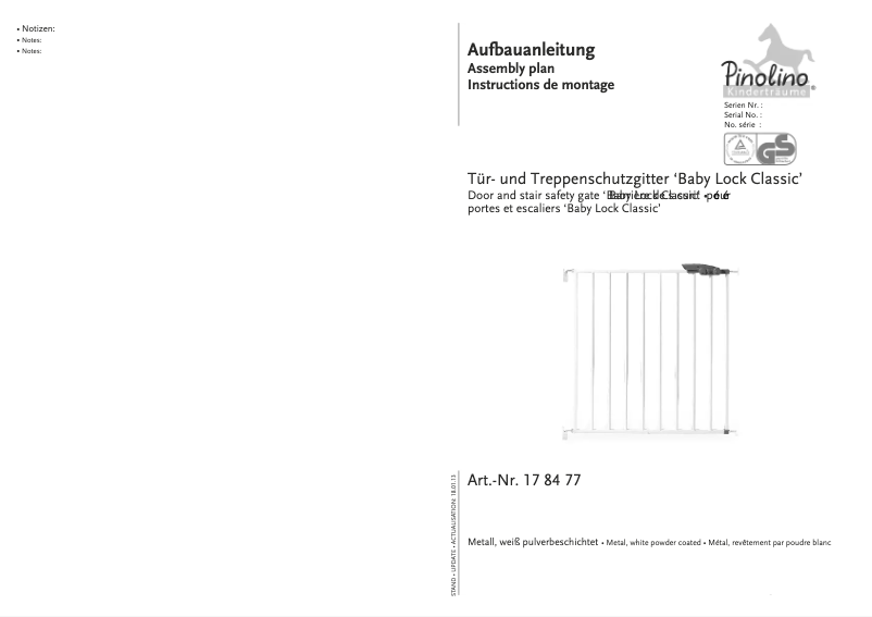 Imagen de la primera página del manual del dispositivo Baby Lock Classic 17 84 77