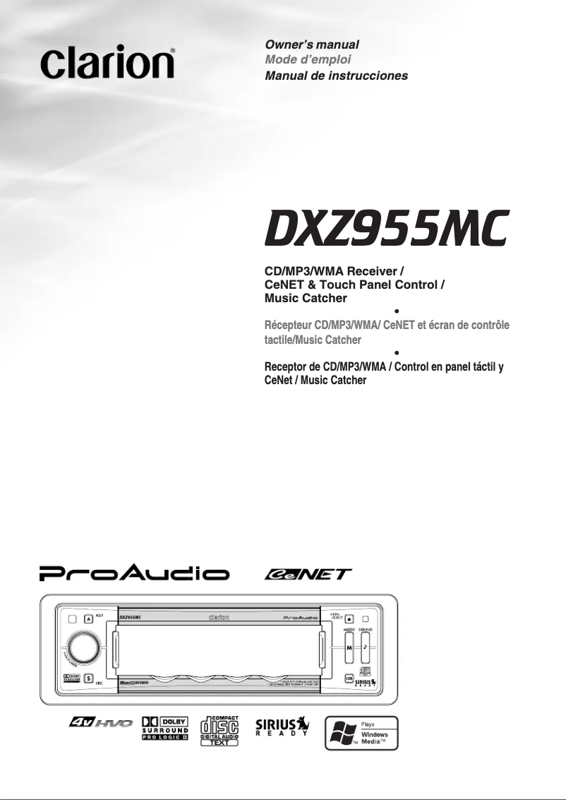 Página 1 del manual Manual de usuario Clarion DXZ955MC