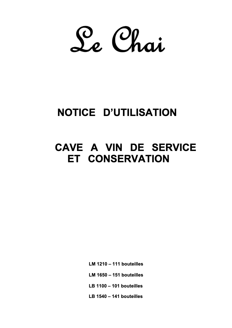 Página 1 del manual Manual de usuario Le Chai LB 1540