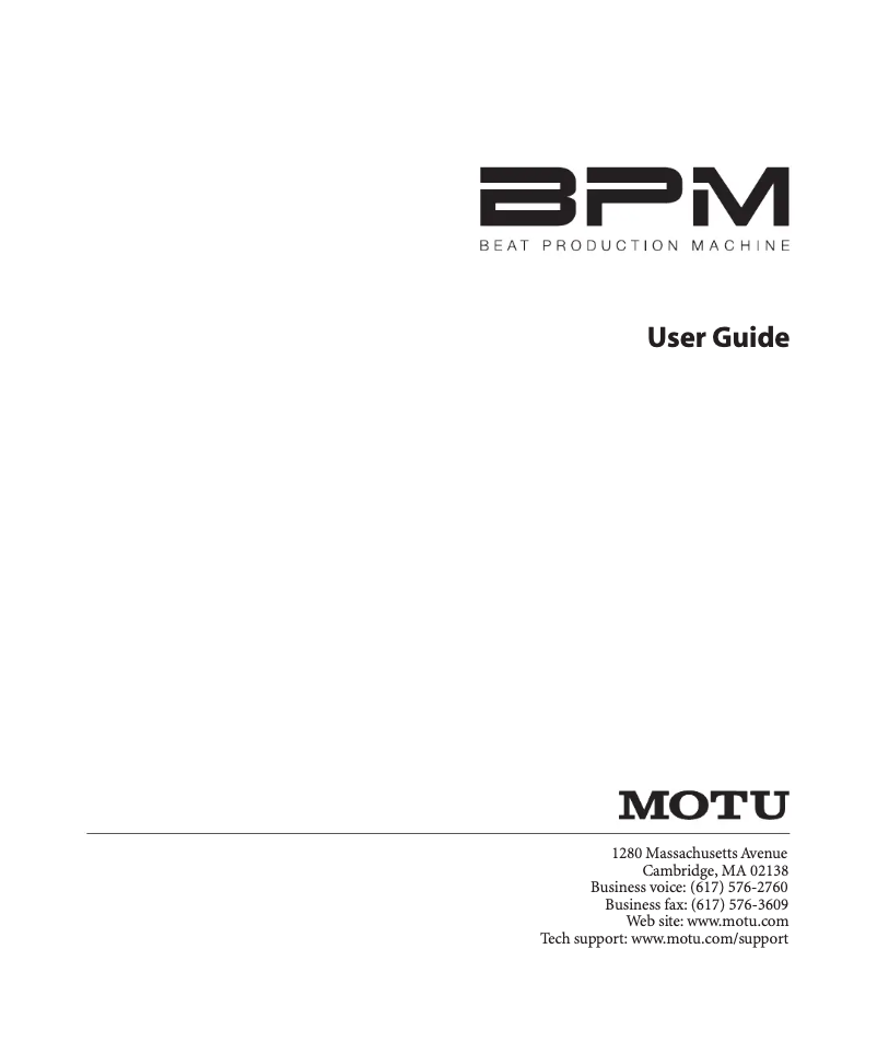 Página 1 del manual Manual de usuario Motu BPM 1.5