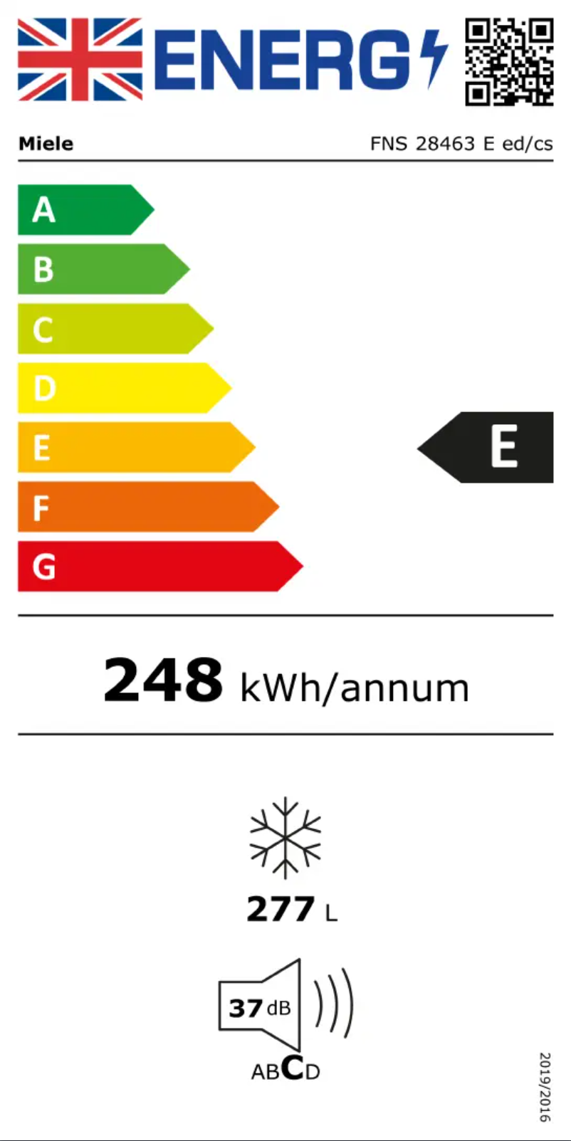 Página 1 del manual Etiqueta energética Miele FNS 28463 E ed/cs