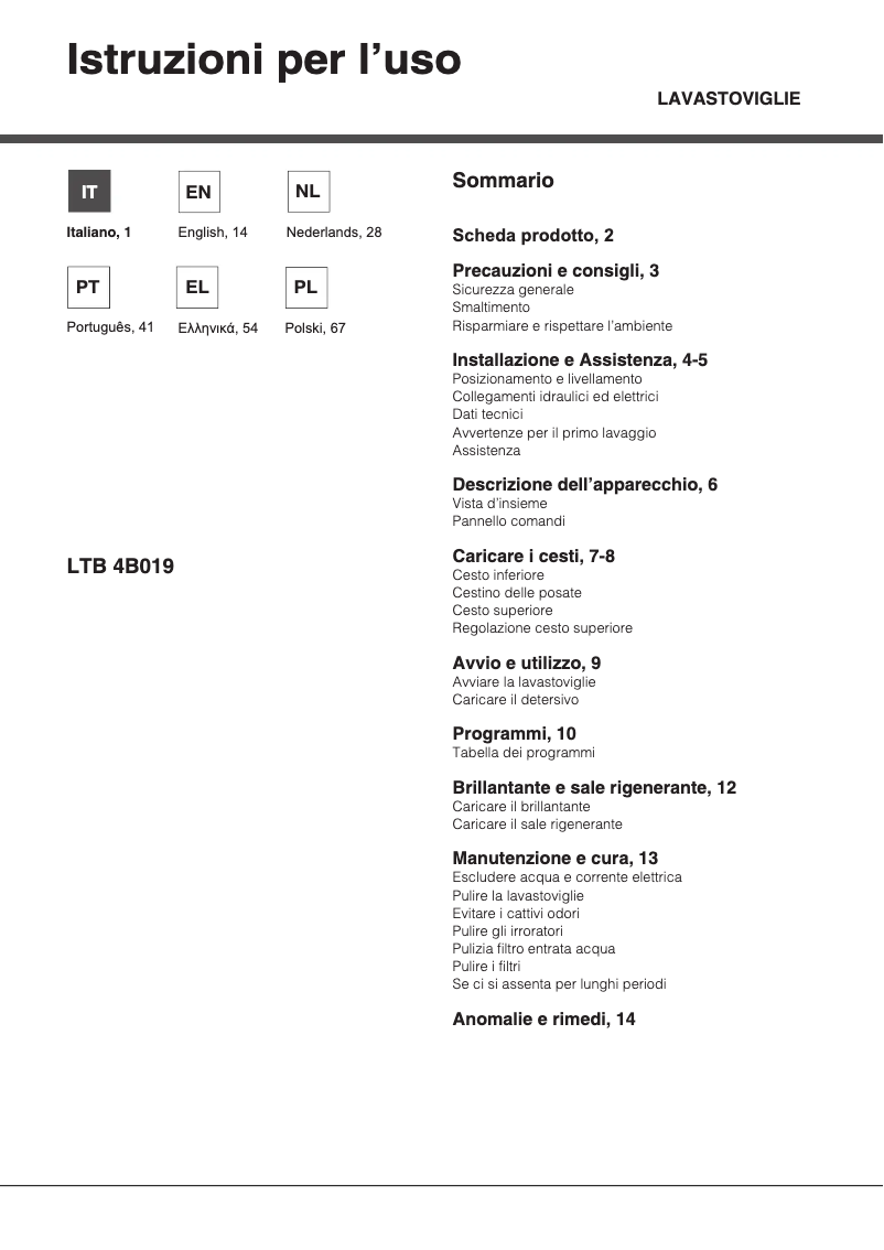 Imagen de la primera página del manual del dispositivo LTB 4B019