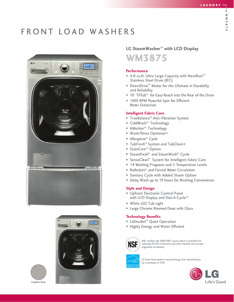 Página 1 del manual Ficha técnica LG WM3875HVCA