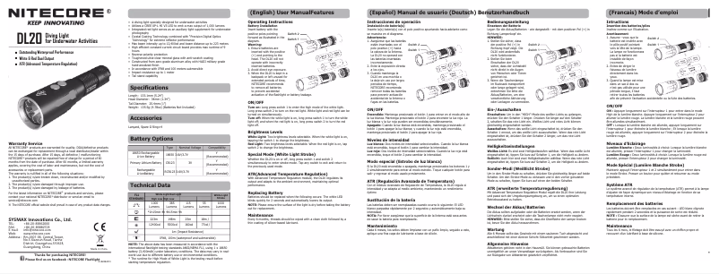 Página 1 del manual Manual de usuario Nitecore DL20