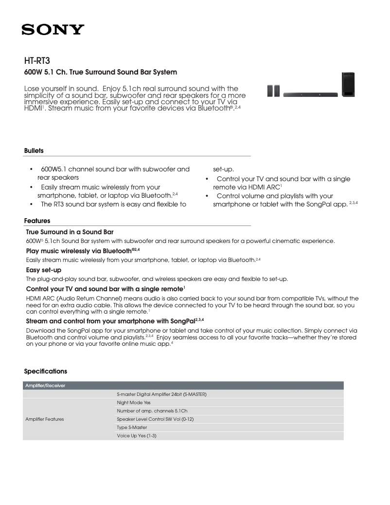 Imagen de la primera página del manual del dispositivo HT-RT3