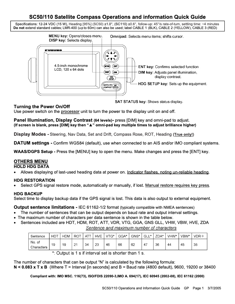 Página nº 1 - Manual de usuario Furuno SC-110
