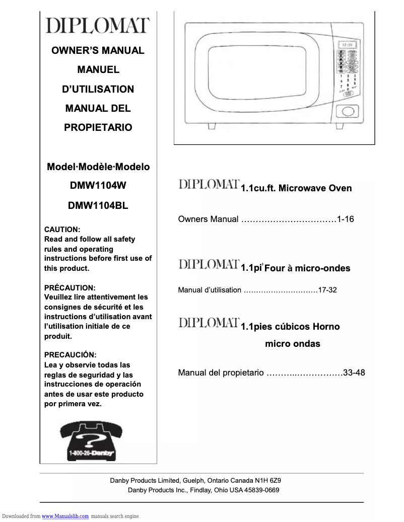 Imagen de la primera página del manual del dispositivo DMW1104W