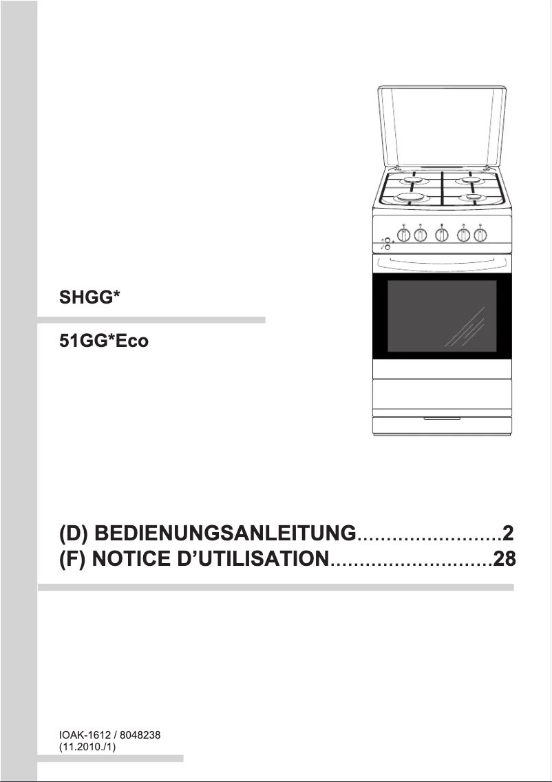 Página 1 del manual Manual de usuario Amica SHGG 11198 W